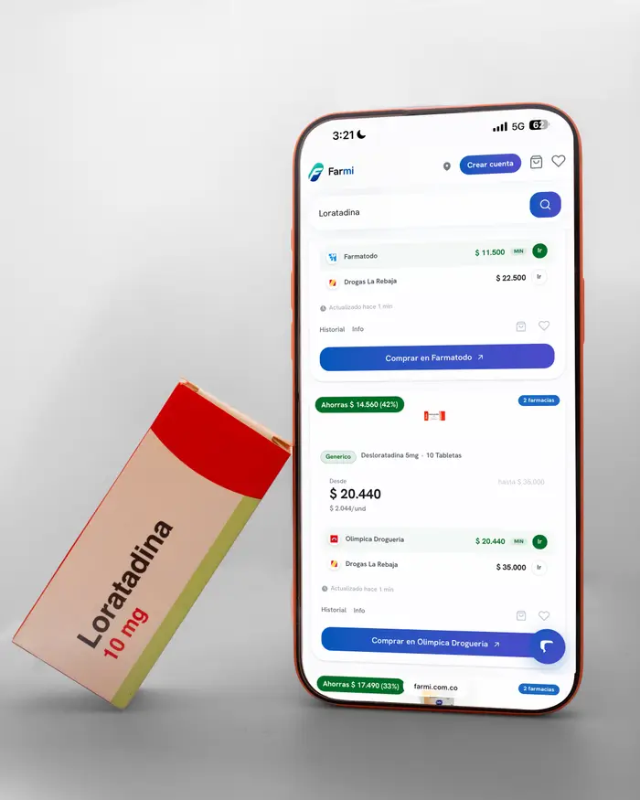 Farmi comparando precios de loratadina 10 mg entre farmacias